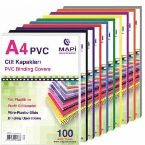 Mapi Cilt Kapağı Plastik Opak A4 160 Micron Sarı Cilt Kapağı (100 Lü Paket)