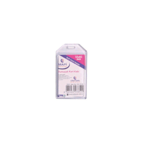Mapi Yaka Kart Kabı Dikey Şeffaf 55x85 MM (50 Li Paket)