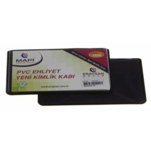Mapi Kart Kabı Ehliyet Yeni Kimlik Çift Hazneli Siyah (100 Lü Paket)