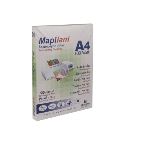 Mapi A-4 Laminasyon Filmi 125 Micron Parlak 100 Lü  (1 Paket 100 Adet