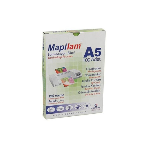 Mapi A-5 Laminasyon Filmi 125 Micron Parlak 100 Lü (1 Paket 100 Adet)