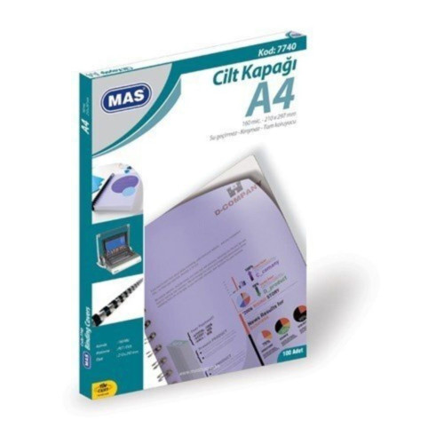 Mas Cilt Kapağı Plastik Opak A4 160 MIC Şeffaf 7740