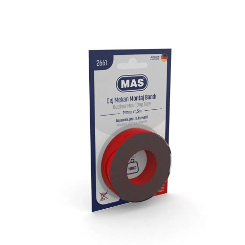 Mas Montaj Bandı Dış Mekan Güçlü 19 MM x 1.5 Metre Dış Mekan Montaj Bandı