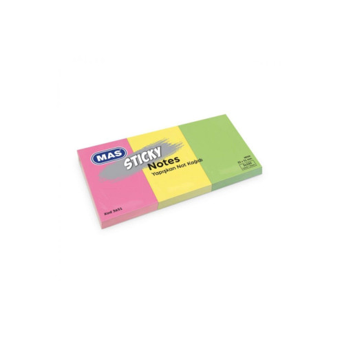 Mas Yapışkanlı Not Kağıdı 3 Blok 100 Sayfa 35 x 51 Neon