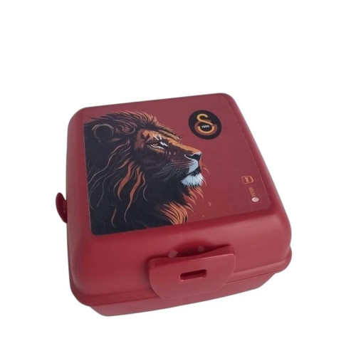 Galatasaray Aslan Desenli Beslenme Kabı 4 Bölmeli Çatal Kaşıklı Beslenme Kutusu