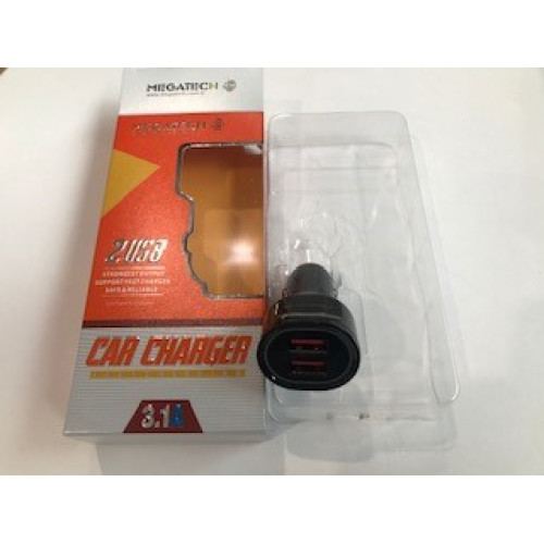 Megatech Siyah 3.1 Amper 2 Usb Araç Şarj Cihazı