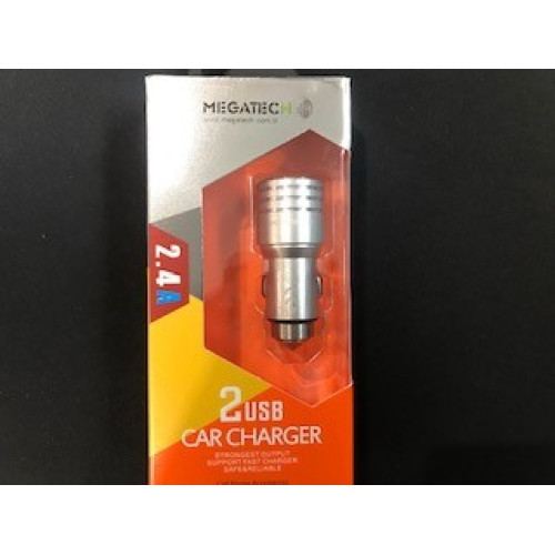Megatech Gri 2.4 Amper 2 Usb Çelik Araç Şarj Aleti