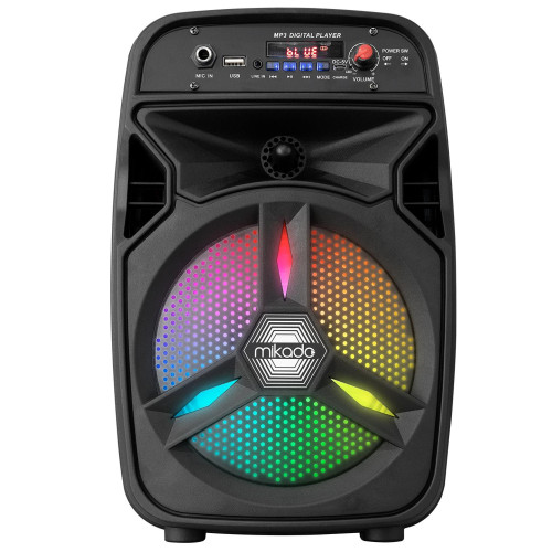Mikado 15W 3.7 V 1200 mAh Siyah Kablolu Mikrofon AUX /USB/TF/Bluetooth FMli LED Işıklı Speaker