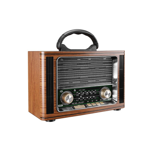Mikado Ahşap USB- TF Destekli Bluetooth FM-AM-SW 3 Band Klasik Radyo