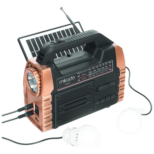 Mikado Ahşap USB- TF Destekli FM-AM-SW-BT+SOLAR+Power Bank 3 Band Klasik Radyo