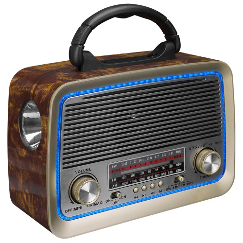 Mikado Ahşap Usb-TF Destekli Bluetooth FM-AM-SW 3 Band Klasik Radyo