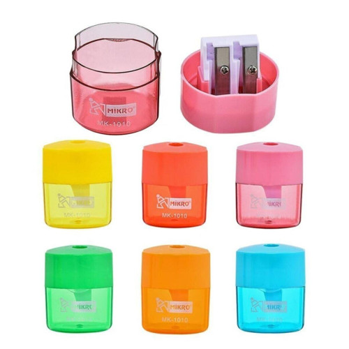 Mikro Çiftli Köşeli Plastik Kutulu Kalemtraş (24 Lü Paket)