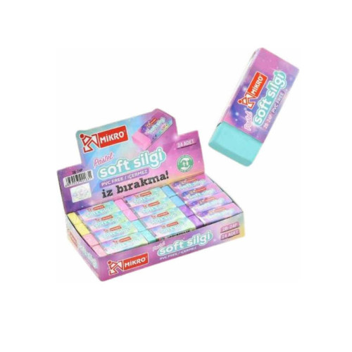 Mikro Pastel Renk Silgi 24 Lü (24 Lü Paket)
