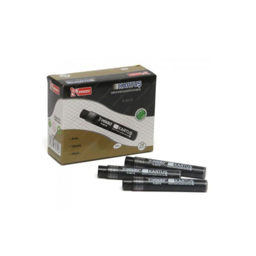 Mikro Tahta Kalemi Kartuşu Siyah 24 Lü K-6019 (1 Paket 24 Adet)