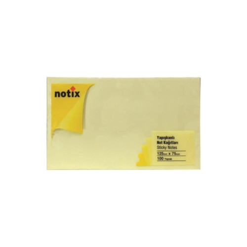 Notix Yapışkanlı Not Kağıdı 100 Yaprak 125 x 75 mm Pastel Sarı (12 Koçan)