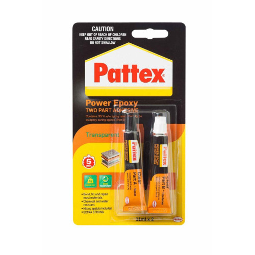 Pattex Çiftli Epoksi Şeffaf Power Epoxy Güçlü Yapıştırıcı 2 x 11 ML (6 Adet)