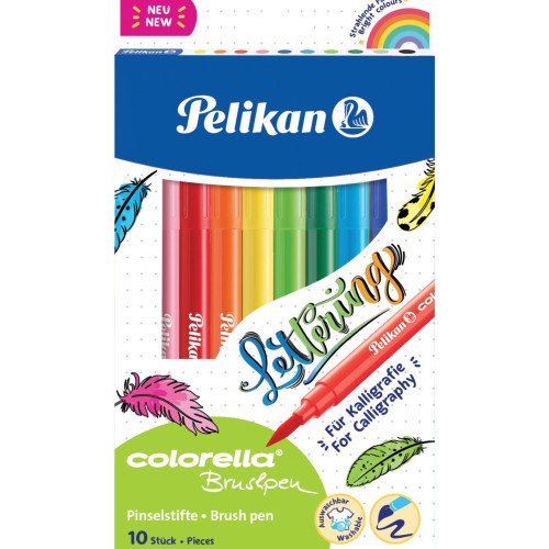 Pelikan Keçeli Kalem Colorella Fırça Uçlu 10 Renk Keçeli Boya Kalemi