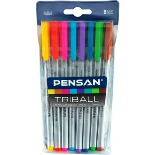 Pensan Tükenmez Kalem Triball 1.0 MM Bilye Uç 8 Lİ Renkli