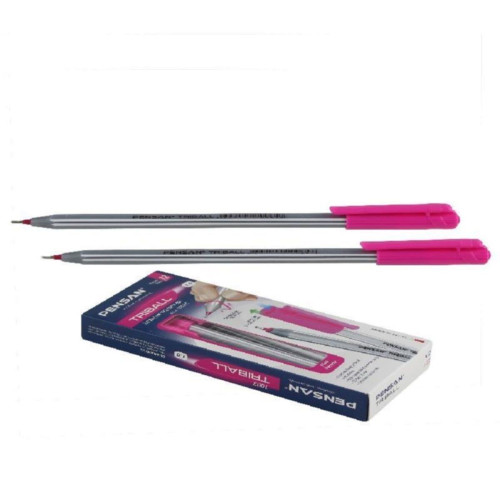 Pensan Tükenmez Kalem Triball 1.0 MM Bilye Uç Pembe 12 Lİ (1 Paket 12 Adet)