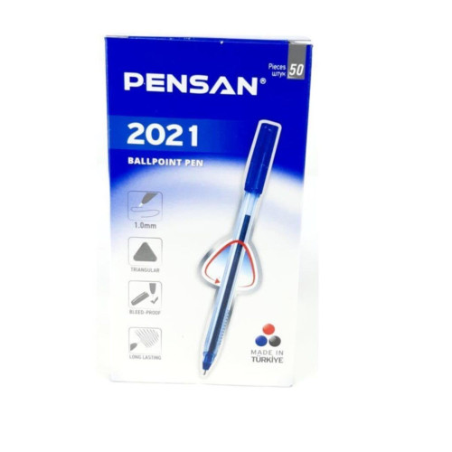 Pensan Tükenmez Kalem Üçgen Gövdeli Şeffaf Mavi 50 Lİ 2021
