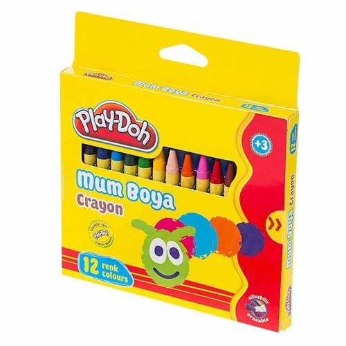 Play-Doh Mum Pastel Boya Crayon Yuvarlak 12 Renk Silinebilir