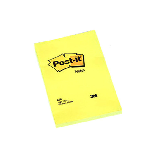 Post-it Yapışkanlı Not Kağıdı Büyük Boy Çizgisiz 100 Yaprak 102x152 Sarı 659