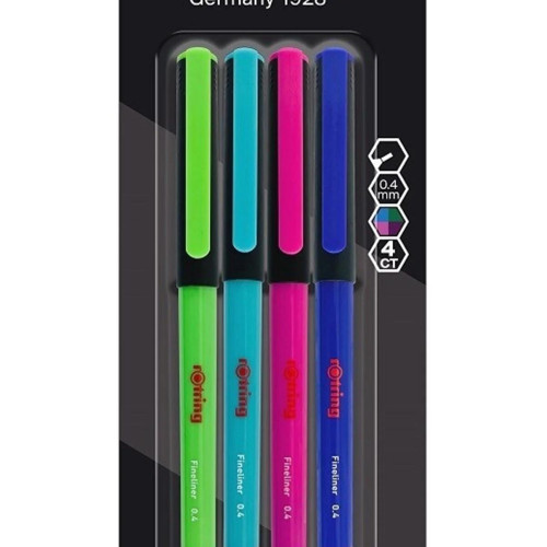 Rotring Liner Fineliner Canlı Renk Keçe Uçlu Kalem 4 Renk
