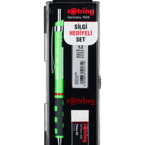 Rotring Okul Seti Versatil+Min Silgi Hediyeli 0.7 MM Fosforlu Yeşil RO-KK07-07FY