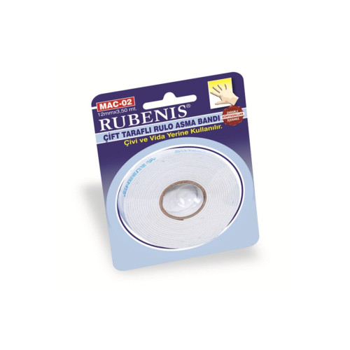 Rubenis Çift Taraflı Rulo Asma Bandı 12 mm x 3,50 Metre