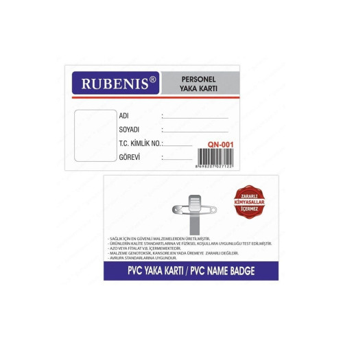 Rubenis Kart Kabı İğneli Şeffaf (50 Li Paket)
