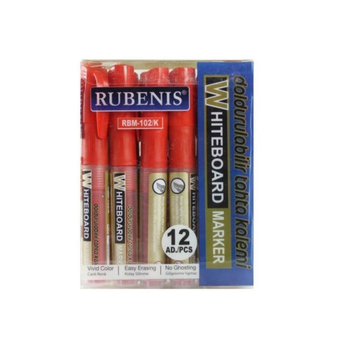 Rubenis Tahta Kalemi Kartuşlu Kırmızı (12 Li Paket)