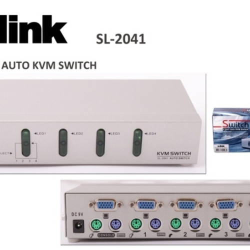 S-link 4 Portlu Ps2 1.8M M/M Kablolu Otomatik Kvm Switch