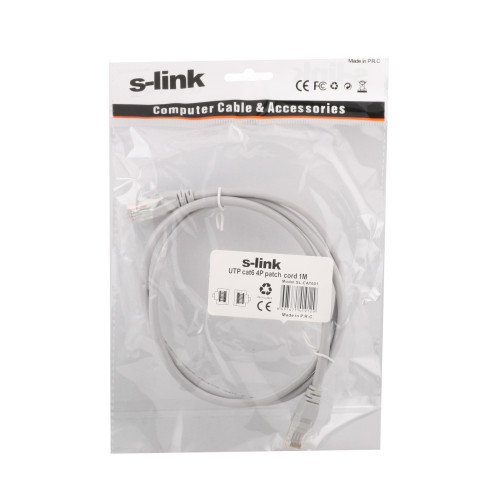 S-link Cat6 1 Metre Gri Utp Patch Kablo Cat6 Ethernet Kablosu