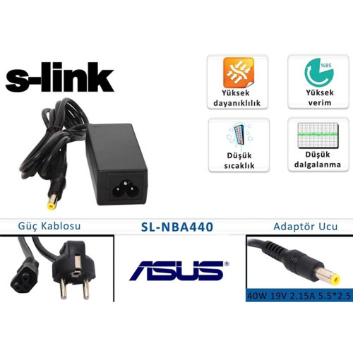 S-link 40W 19V 2.15A 5.5-2.5 Asus Notebook Adaptörü