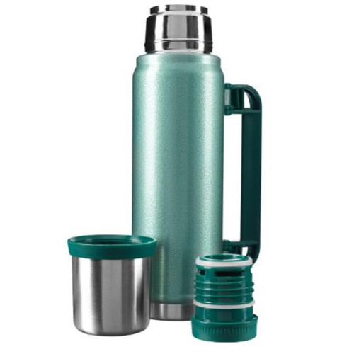 S-link SL-TM13 Yeşil Kumlama Boya 750ML Iç 304  Plastik Kulp Ve Portatif Paslanmaz Çelik Termos Kupa