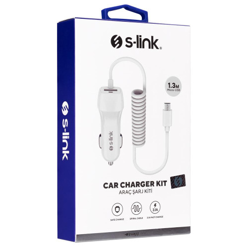 S-link Swapp Type-C Kablolu 5V 3.1 Amper Kablolu Araç Şarj Cihazı