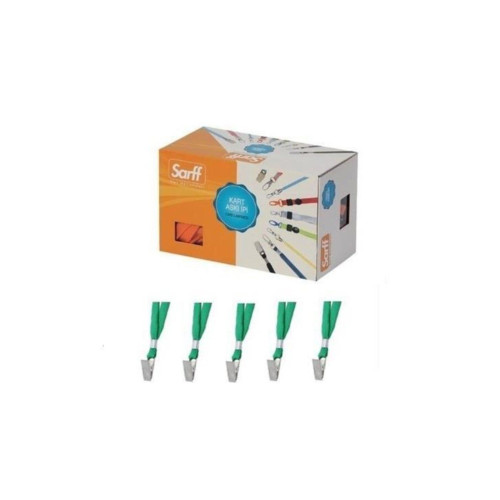 Sarff Kart Askı İpi Metal Klipsli Fıstık Yeşili 50 Li (1 Paket 50 Adet)