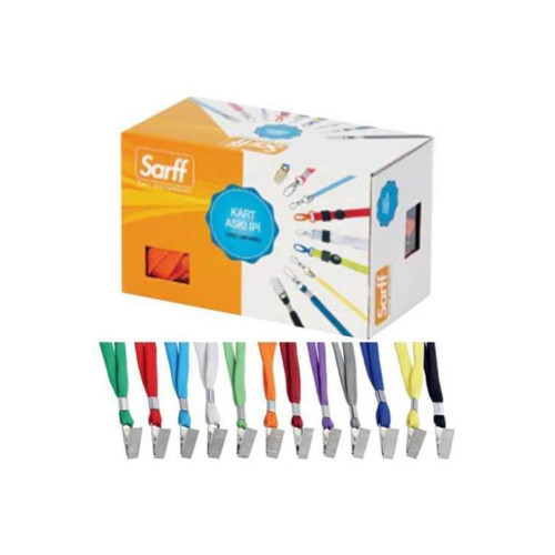 Sarff Kart Askı İpi Metal Klipsli Mavi 50 Li (1 Paket 50 Adet)