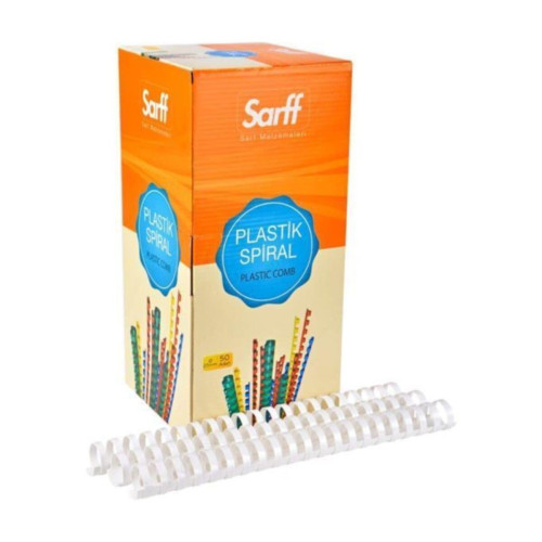 Sarff Spiral Plastik 500 Sayfa 51 MM Beyaz (50 Li Paket)