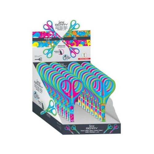 Serve Makas Berry Fosforlu Karton Stant Öğrenci Makası (24 Lü Paket)