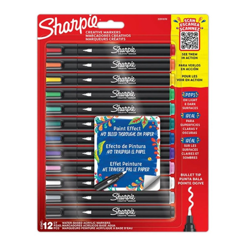 Sharpie Markör Akrilik Yuvarlak Uç 12 Li Blister Yuvarlak Uçlu Akrilik Markör