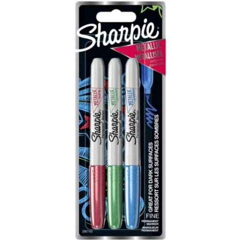 Sharpie Fine Permanent Markör 3 Renk Metalik Renkler Kırmızı Yeşil Mavi