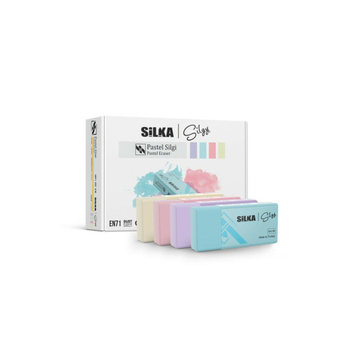 Silka Silgi Pastel 4 Renk Öğrenci Silgisi (24 Lü Paket)