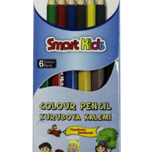 Smart Kids Kuru Boya Kısa 6 Renk Yarım Boy Kuru Boya (24 Adet)