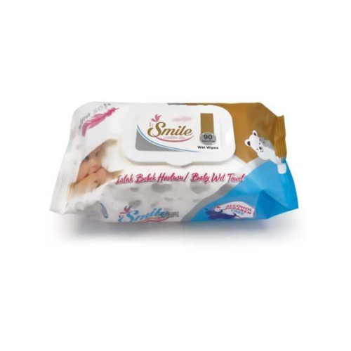 Smile 90 Lı Islak Bebek Havlusu (Alcohol Paraben Free) Islak Mendil