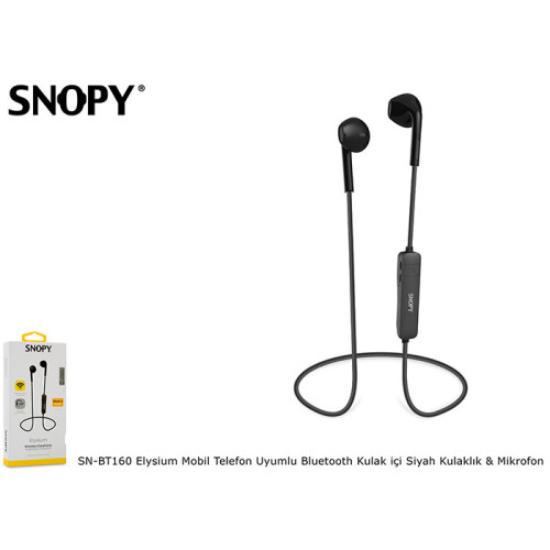 Snopy SN-BT160 Elysium Mobil Telefon Uyumlu Bluetooth Kulak içi Siyah Kulaklık & Mikrofon