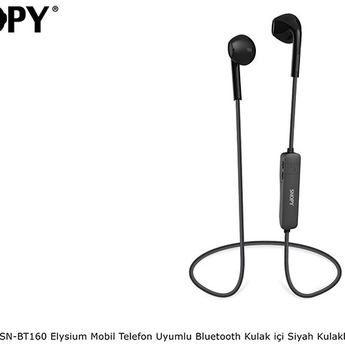 Snopy SN-BT160 Elysium Mobil Telefon Uyumlu Bluetooth Kulak içi Siyah Kulaklık & Mikrofon