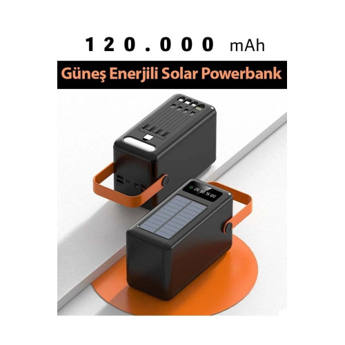 Solar Energy 120.000 Mah Powerbank 4Usb Güneş Enerji Panelli Powerbank Digital Gösterge