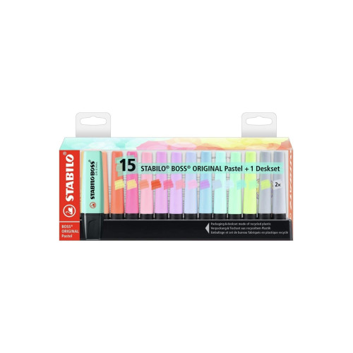 Stabilo Fosforlu Kalem Boss Original 2-5 Mm Kesik Uç Pastel 15 Renk İşaretleme Kalemi