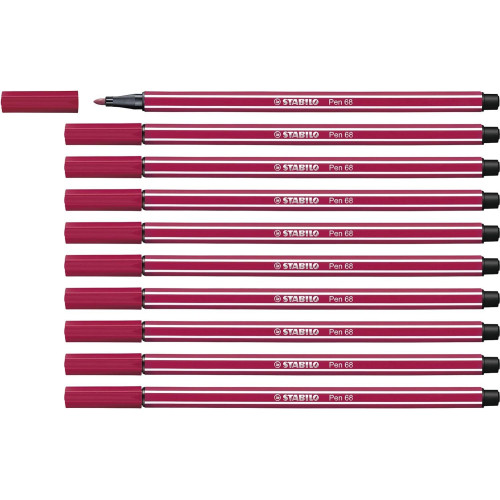 Stabilo Keçe Uçlu Boya Kalemi 1 mm Koyu Kırmızı Keçeli Boya Kalemi (10 Lu Paket)